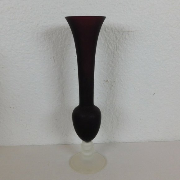 Purple Amethyst Bud Vase & 2 Taper Candle Holders Glass Eclectic Grouping 8-9" - Picture 2 of 9